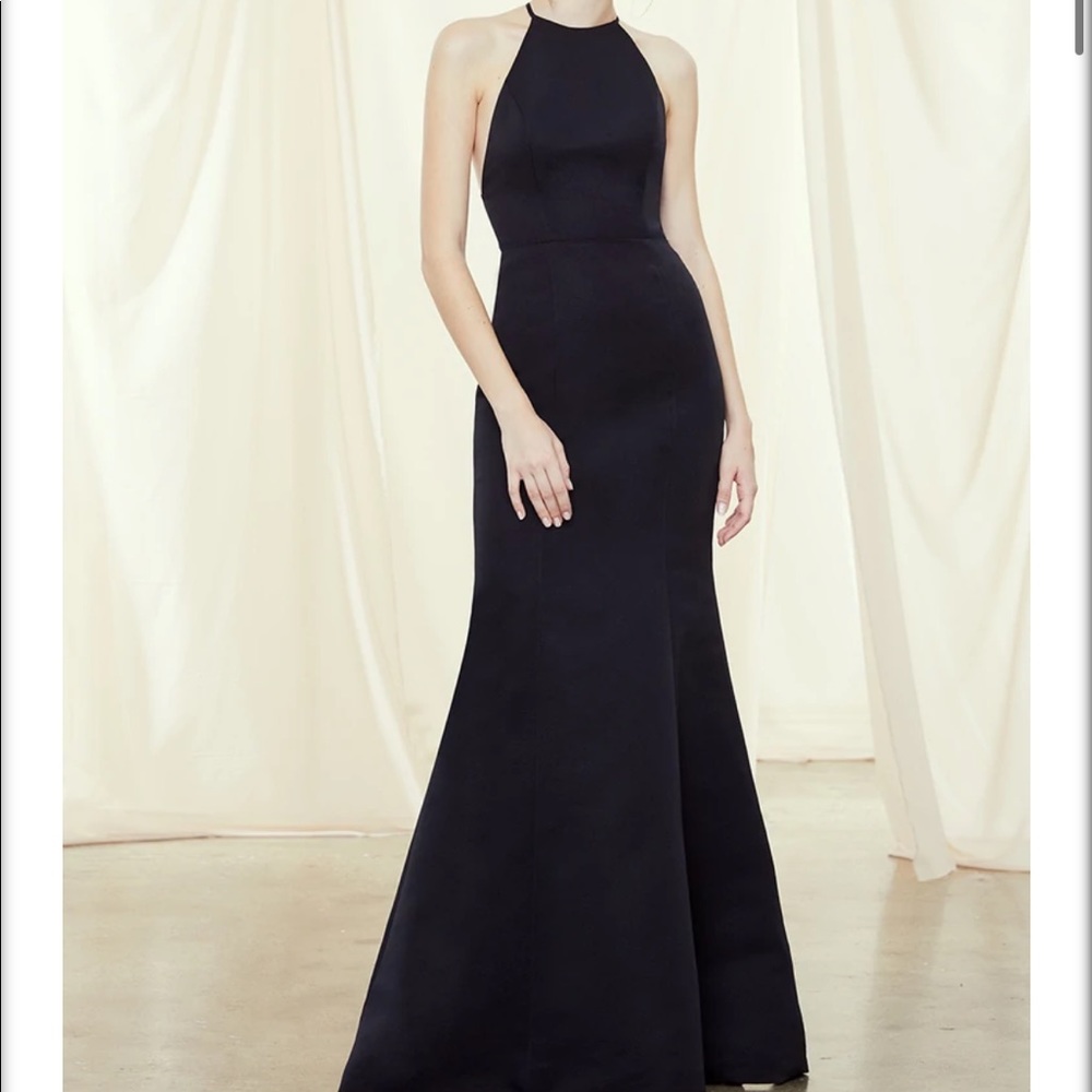 Amsale Caroline dress in PLATINUM